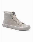 OMBRE Pantofi sport de piele ecologica cu sireturi - Gri deschis