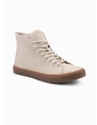 OMBRE Pantofi sport de piele intoarsa cu varf rotund - Maro taupe deschis