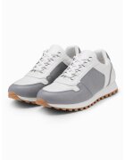 OMBRE Pantofi sport low-cut cu garnituri din piele ecologica - Alb/Gri