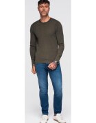 OMBRE Pulover clasic din viscoza BASIC cu decolteu rotund OM-SWBS-0106 - Kaki