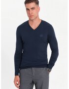 OMBRE Pulover cu decolteu in V - Bleumarin
