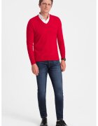 OMBRE Pulover cu decolteu in V - Rosu vermillion