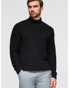 OMBRE Pulover din bumbac cu guler inalt - Negru