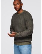 OMBRE Pulover regular fit cu decolteu la baza gatului - Kaki pal