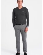 OMBRE Pulover slim fit cu decolteu in V - Gri antracit