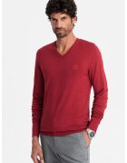 OMBRE Pulover slim fit cu decolteu in V - Rosu