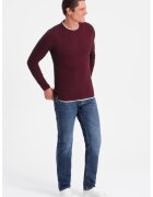 OMBRE Pulover slim fit cu model uni - Visiniu