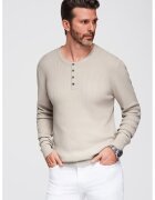 OMBRE Pulover striat slim-fit cu fenta cu nasturi