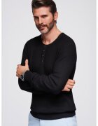 OMBRE Pulover striat slim-fit cu fenta cu nasturi