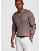 OMBRE Pulover striat slim-fit cu fenta cu nasturi