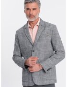 OMBRE Sacou din amestec de in cu buzunare cu clapa - Gri melange