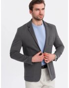 OMBRE Sacou SLIM din tesatura tricotata cu textura subtila OM-BLZB-0101 - Gri inchis - Gri inchis