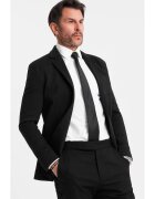 OMBRE Sacou SLIM din tesatura tricotata cu textura subtila OM-BLZB-0101 - Negru - Negru