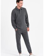 OMBRE Set de bluza polo si pantaloni de trening - Gri inchis