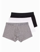 OMBRE Set de boxeri din amestec de bumbac - 3 perechi - Alb/Negru/Gri