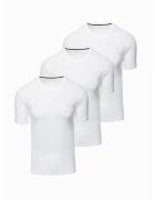OMBRE Set de tricouri cu decolteu la baza gatului - 3 piese - Alb optic