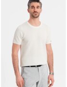 OMBRE Tricou cu aspect texturat - Alb murdar