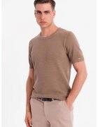 OMBRE Tricou cu aspect texturat - Maro deschis