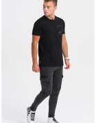 OMBRE Tricou cu buzunar pe piept - Negru