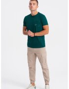 OMBRE Tricou cu buzunar pe piept - Verde persan