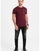 OMBRE Tricou cu buzunar pe piept - Visiniu