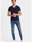 OMBRE Tricou cu decolteu in V - Bleumarin
