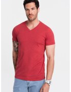 OMBRE Tricou cu decolteu in V - Rosu melage