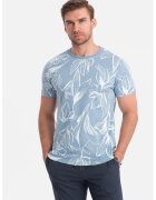 OMBRE Tricou cu decolteu la baza gatului si imprimeu - Albastru pastel