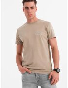 OMBRE Tricou cu decolteu la baza gatului si imprimeu pe spate - Bej inchis