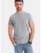 OMBRE Tricou cu decolteu la baza gatului si imprimeu pe spate - Gri