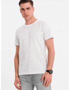 OMBRE Tricou cu decolteu la baza gatului si model geometric - Alb/Negru
