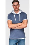 OMBRE Tricou cu gluga din bumbac OM-TSCT-0256 - Albastru inchis