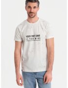 OMBRE Tricou cu imprimeu si decolteu la baza gatului - Negru/Alb murdar