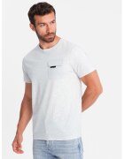 OMBRE Tricou cu model si buzunar pe piept - Gri deschis/Alb murdar