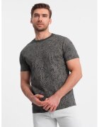 OMBRE Tricou cu model si decolteu la baza gatului - Gri inchis