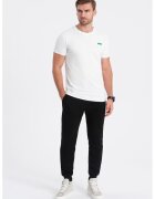 OMBRE Tricou de bumbac cu decolteu la baza gatului - Alb