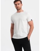 OMBRE Tricou de bumbac cu decolteu la baza gatului - Alb murdar