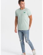 OMBRE Tricou de bumbac cu decolteu la baza gatului - Verde deschis