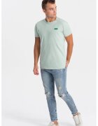 OMBRE Tricou de bumbac cu decolteu la baza gatului - Verde deschis