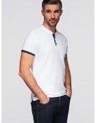 OMBRE Tricou de bumbac cu fenta cu nasturi - Alb optic
