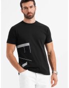 OMBRE Tricou de bumbac cu imprimeu - Negru/Gri deschis