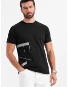 OMBRE Tricou de bumbac cu imprimeu - Negru/Gri deschis
