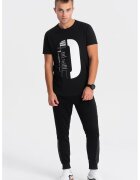 OMBRE Tricou de bumbac cu logo supradimensionat - Alb/Negru