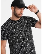 OMBRE Tricou de bumbac cu model text - Alb/Negru