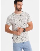 OMBRE Tricou de bumbac cu model text - Negru/Crem