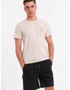 OMBRE Tricou de bumbac cu pete decorative - Negru/Bej/Albastru