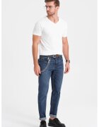 OMBRE Tricou din amestec de bumbac cu decolteu in V - Alb