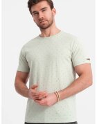 OMBRE Tricou din amestec de bumbac cu decolteu la baza gatului - Verde pal
