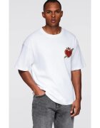 OMBRE Tricou din bumbac cu aplicatie bijuterie pe piept OM-TSCT-0290 - Alb
