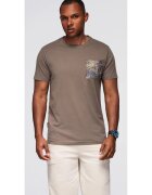 OMBRE Tricou din bumbac cu buzunar imprimat OM-TSPT-0227 - Verde inchis